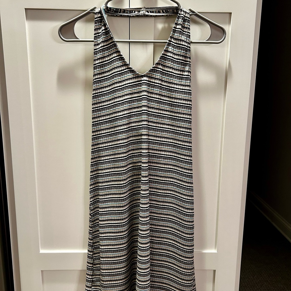 American Eagle Outfitters Neutral Stripe Halter Sundress